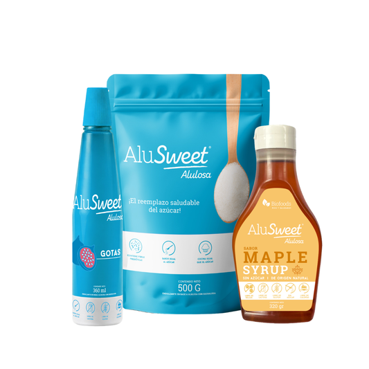 Pack AluSweet: Alulosa 500g + Gotas Alulosa 360ml y + Syrup Maple 320g