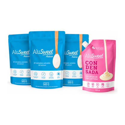 Pack AluSweet: 3 Alulosa Polvo 500g + Leche Condensada sin azúcar