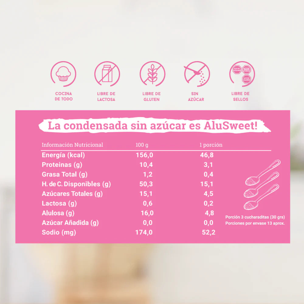 Pack AluSweet: Condensada 390 gr + AluSweet Alulosa 500 gr + Syrup Original 320 grs + Gota Alulosa 360 ml